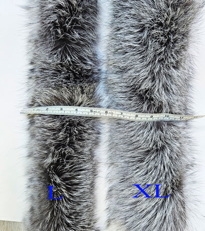 Silver Arctic fox fur hood trim cut from genuine Arctic fox pelt – size XL – view 7