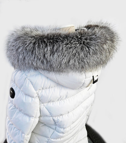Silver Arctic fox fur hood trim cut from genuine Arctic fox pelt – size XL – view 3