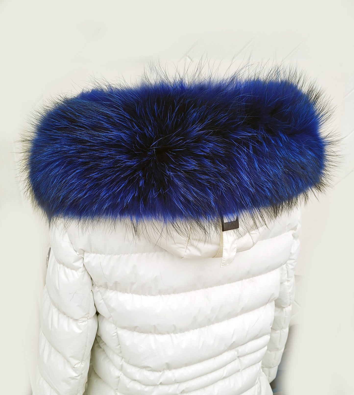 BY ORDER XL Large Blue Real Raccoon Fur Collar, Fur Trim for Hoodie, Raccoon Fur Collar, Fur Scarf, Fur Ruff, Hood , Buttons included