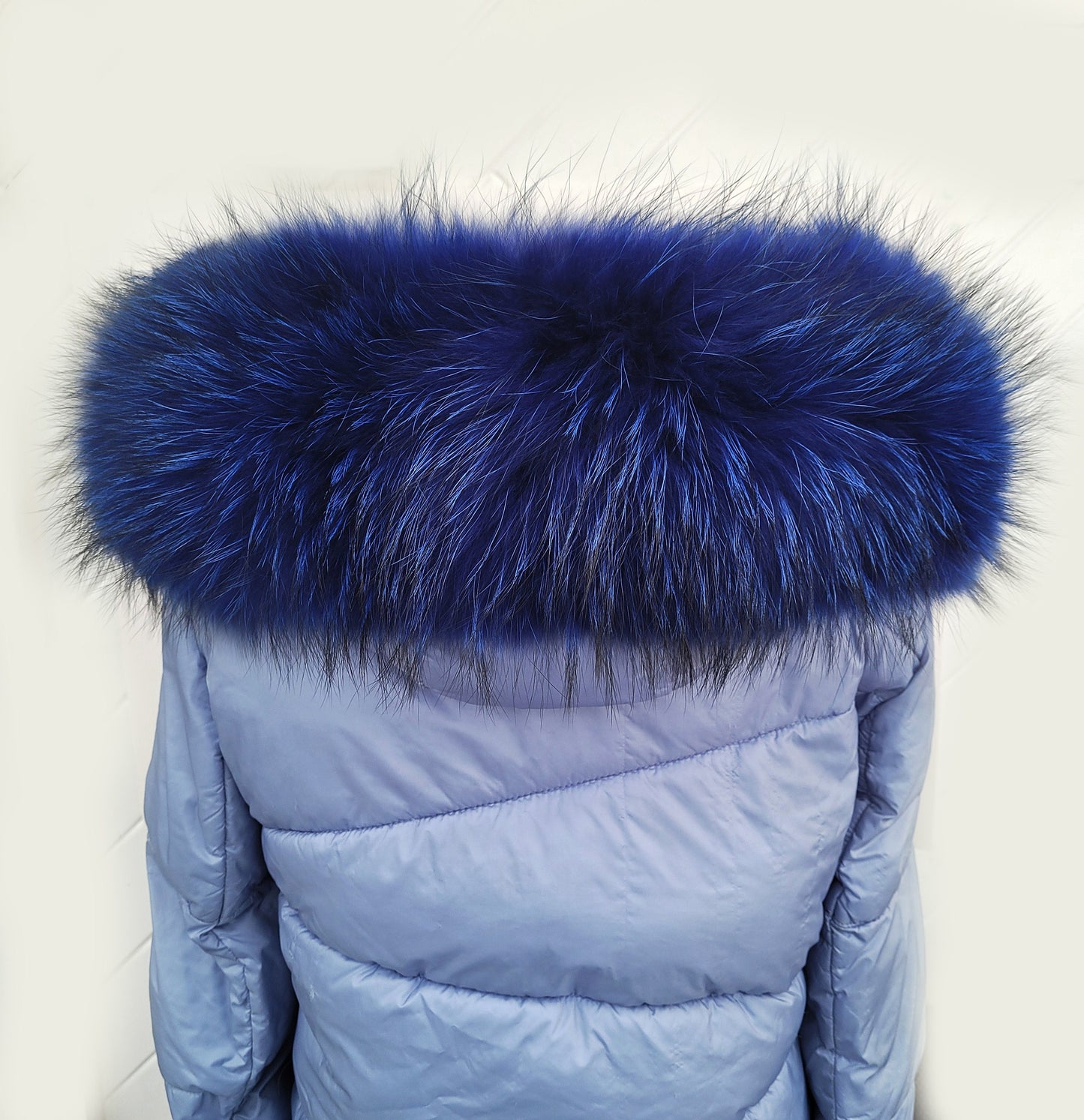 READY to SHIP XL Large Blue Real Raccoon Fur Collar, Fur Trim for Hoodie, Raccoon Fur Collar, Fur Scarf, Fur Ruff, Hood , Buttons included