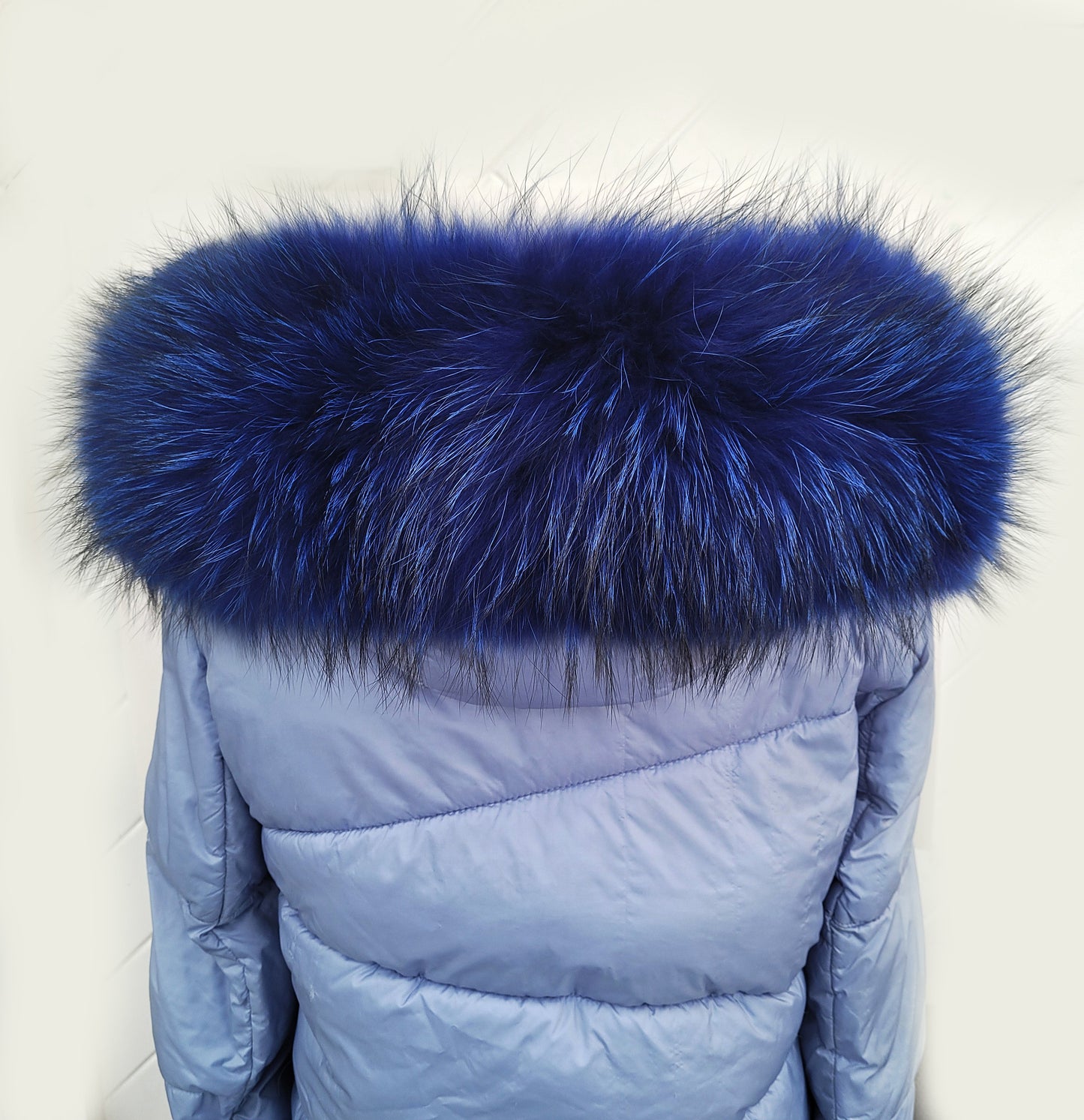 BY ORDER XL Large Blue Real Raccoon Fur Collar, Fur Trim for Hoodie, Raccoon Fur Collar, Fur Scarf, Fur Ruff, Hood , Buttons included
