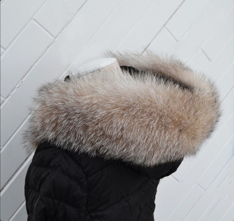 BY ORDER (not Tail) XL Extra Large Real Fox Fur Trim Hood, Fur collar trim, Fox Fur Collar, Fur Scarf, Fur Ruff, Fox Fur Hood Like Bluefrost
