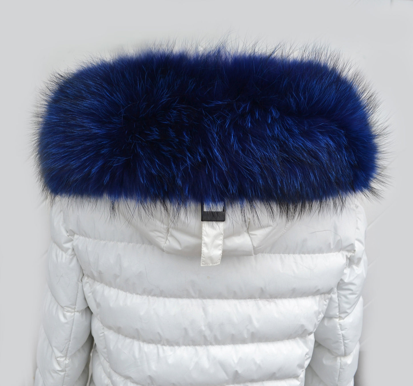 READY to SHIP XL Large Blue Real Raccoon Fur Collar, Fur Trim for Hoodie, Raccoon Fur Collar, Fur Scarf, Fur Ruff, Hood , Buttons included