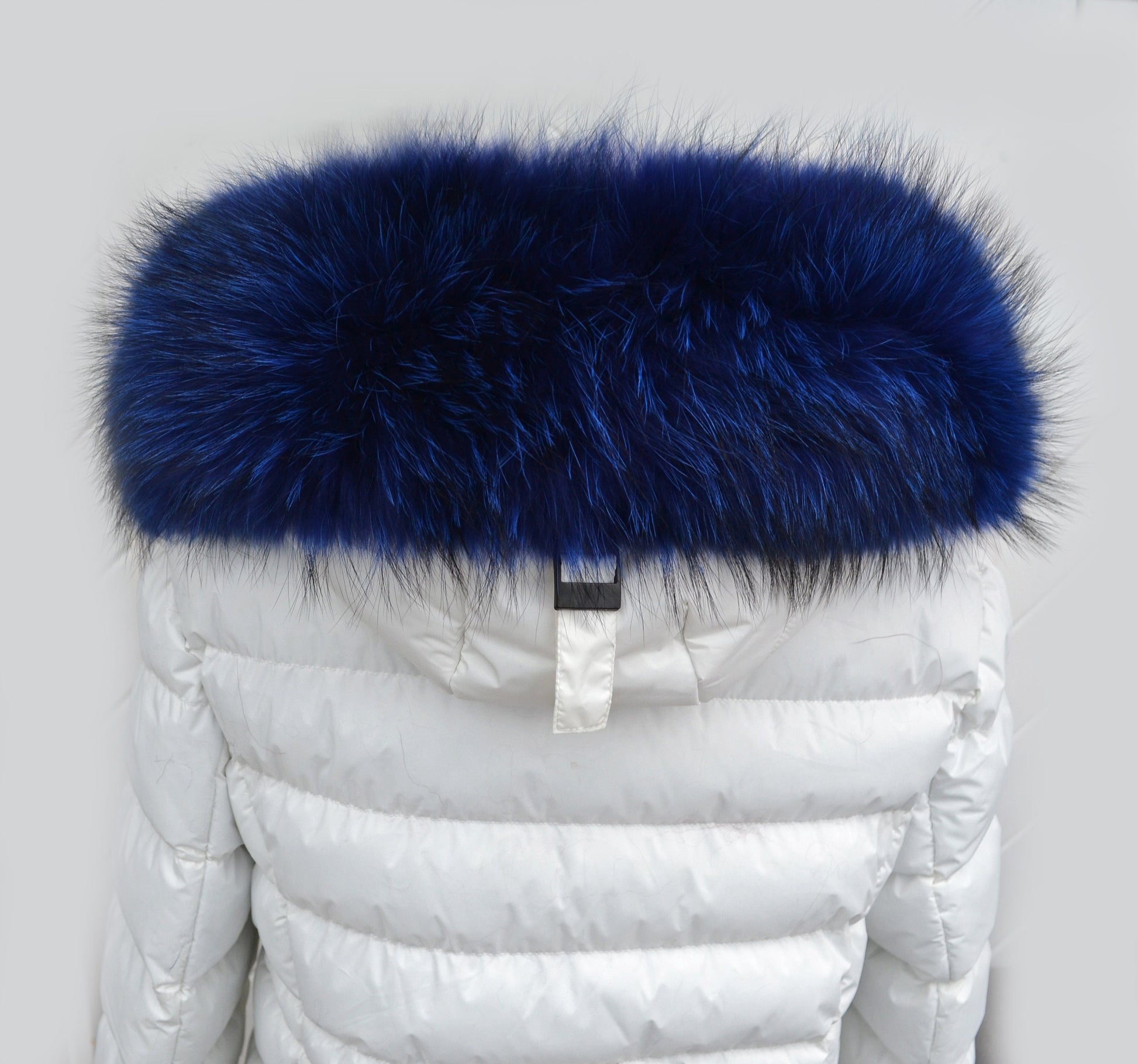 READY to SHIP XL Large Blue Real Raccoon Fur Collar, Fur Trim for Hoodie, Raccoon Fur Collar, Fur Scarf, Fur Ruff, Hood , Buttons included