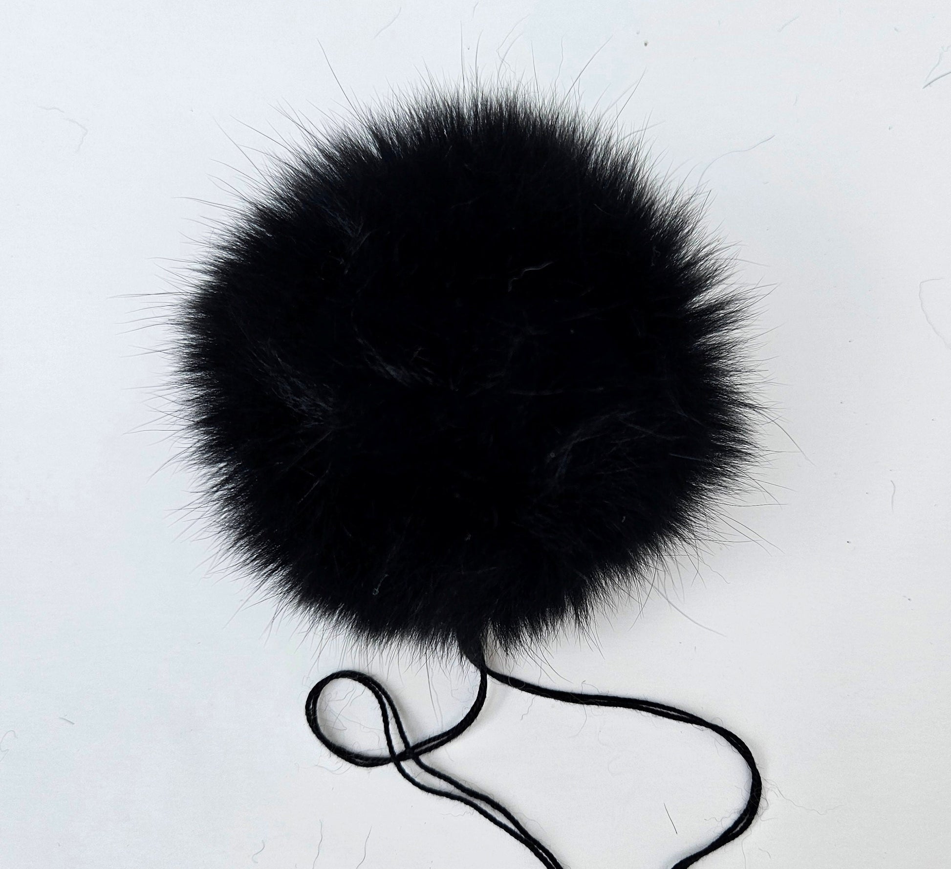 Black Fox Fur Pom Pom: Super Soft, Shiny, 4" Diameter