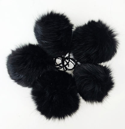 Black Fox Pom Pom for Hat – genuine fox fur – image 9