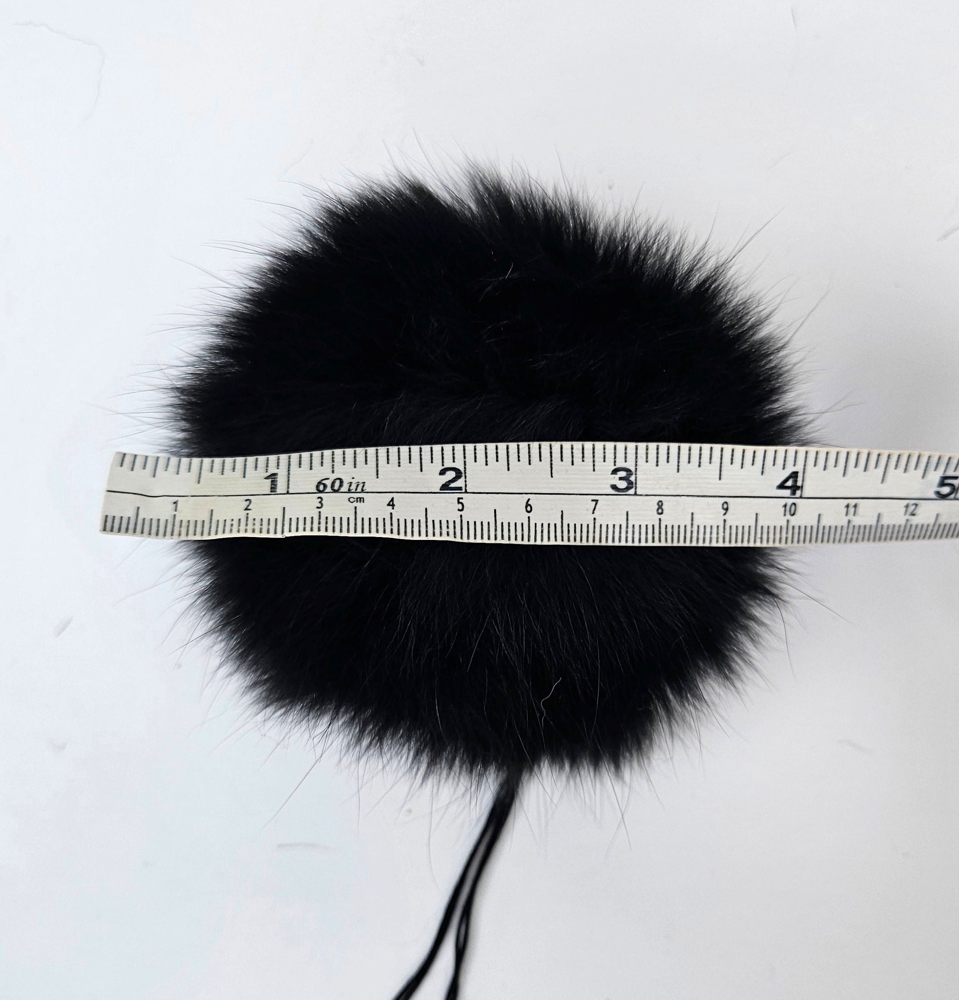 Black Fox Fur Pom Pom: Super Soft, Shiny, 4" Diameter