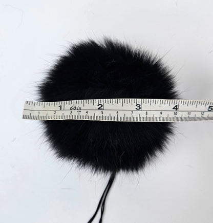 Black Fox Pom Pom for Hat – genuine fox fur – image 5