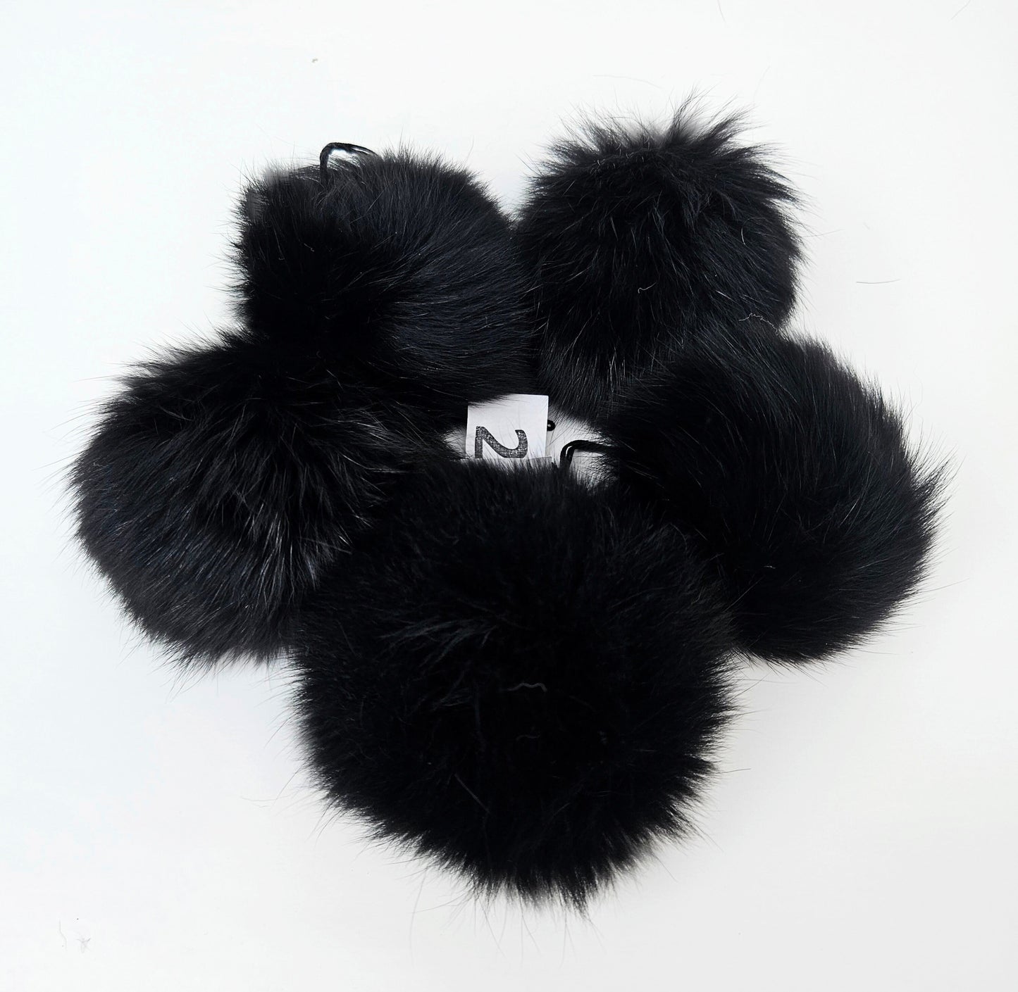 Black Fox Fur Pom Pom: Super Soft, Shiny, 4" Diameter