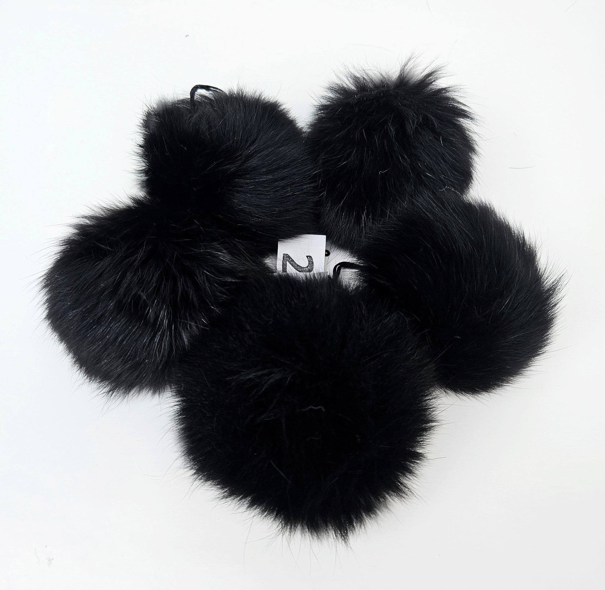 Black Fox Fur Pom Pom: Super Soft, Shiny, 4" Diameter