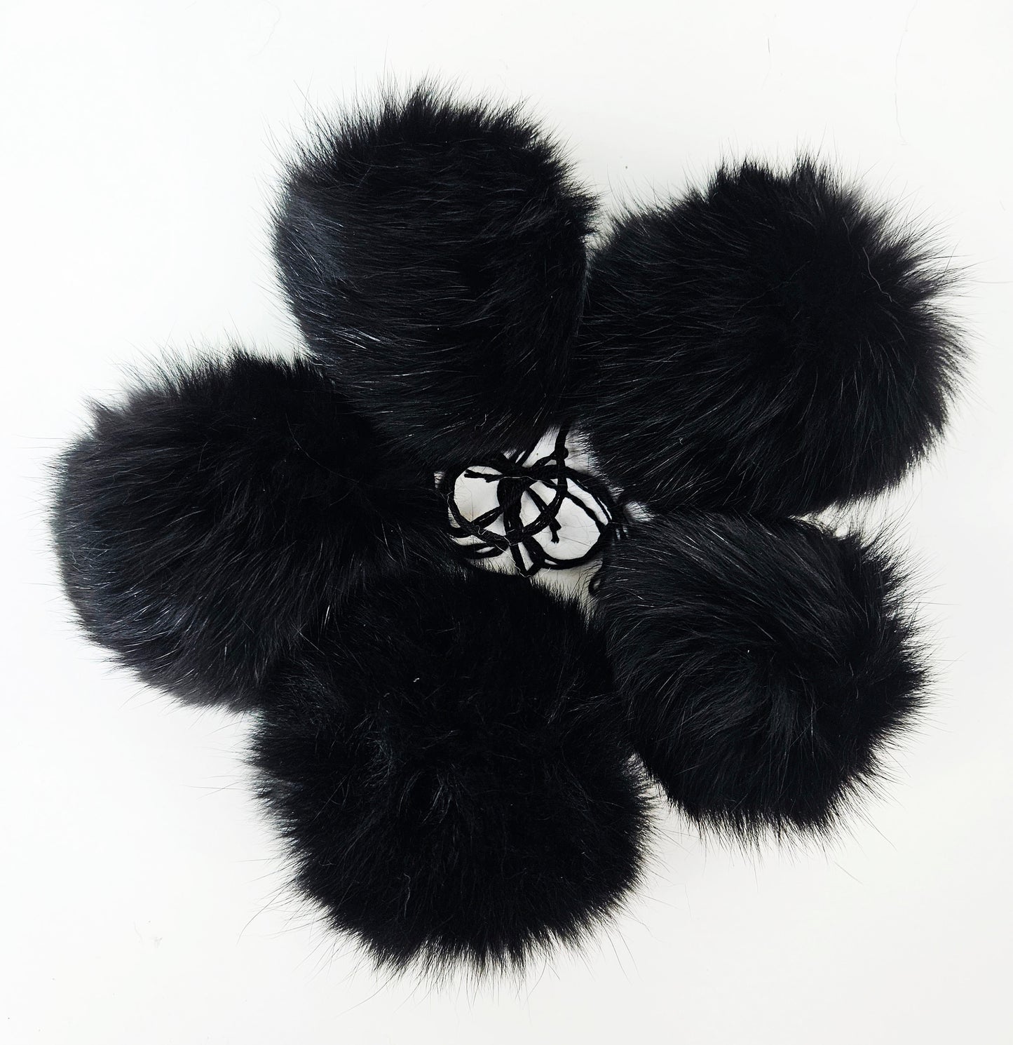 Black Fox Fur Pom Pom: Super Soft, Shiny, 4" Diameter