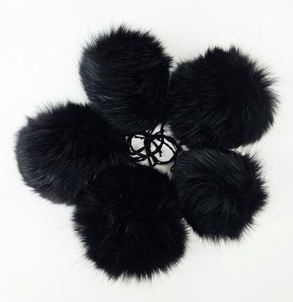 Black Fox Pom Pom for Hat – genuine fox fur – image 6