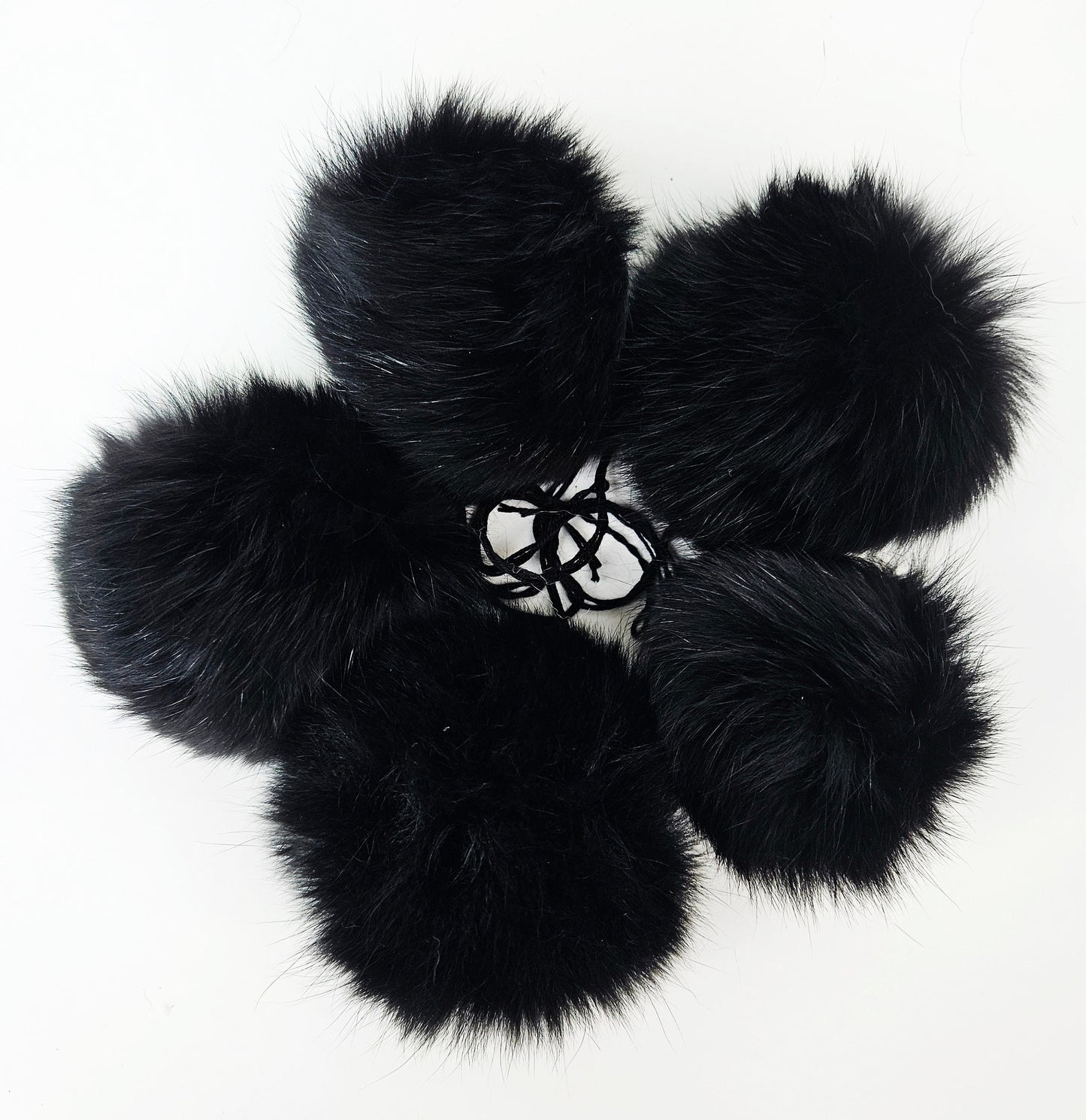 Black Fox Fur Pom Pom: Super Soft, Shiny, 4" Diameter