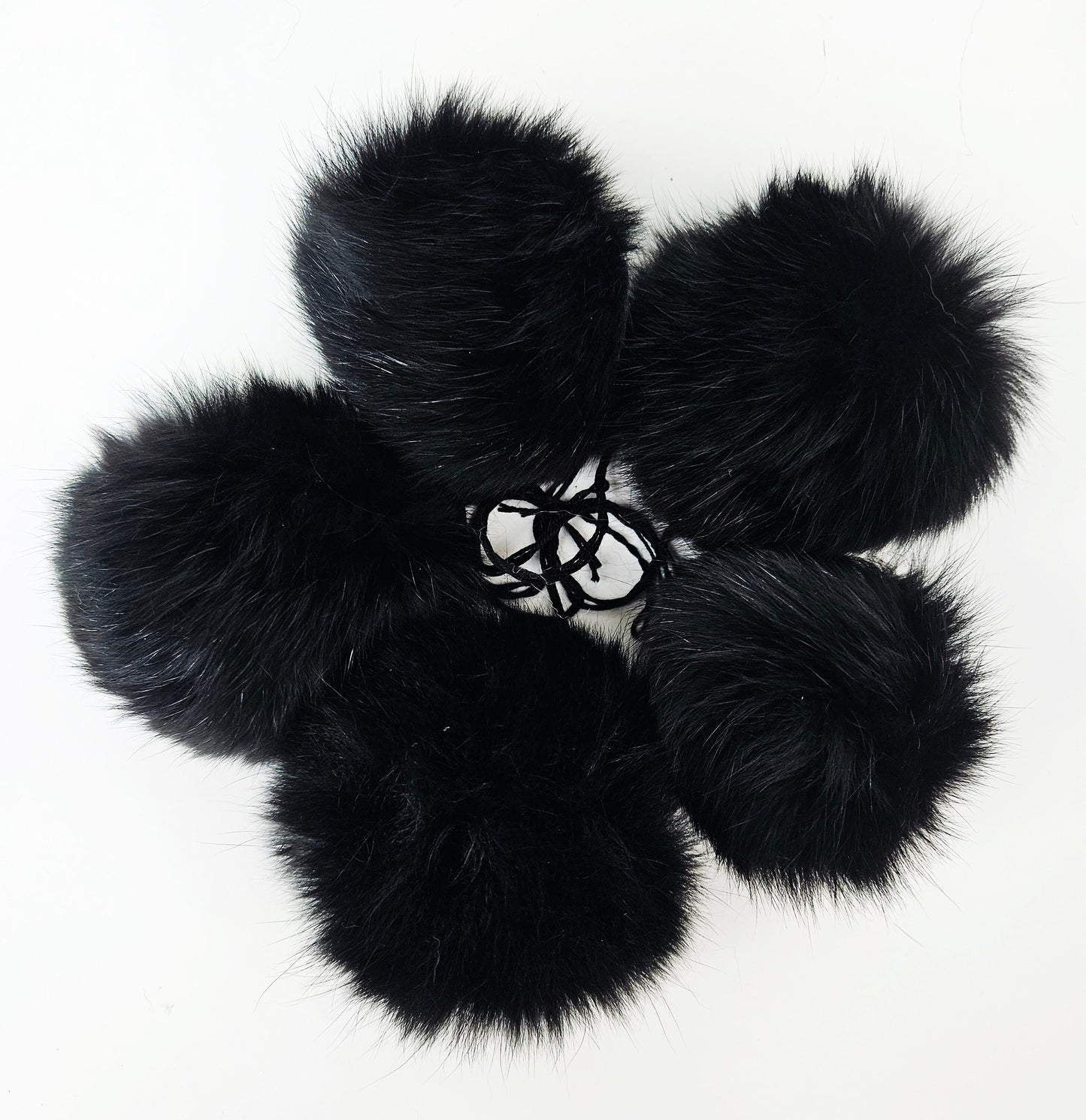 Black Fox Fur Pom Pom: Super Soft, Shiny, 4" Diameter