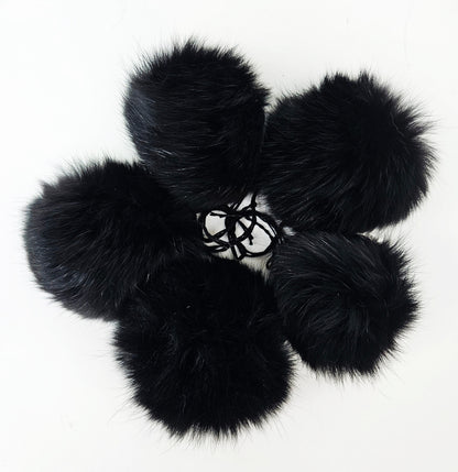 Black Fox Pom Pom for Hat – genuine fox fur – image 10