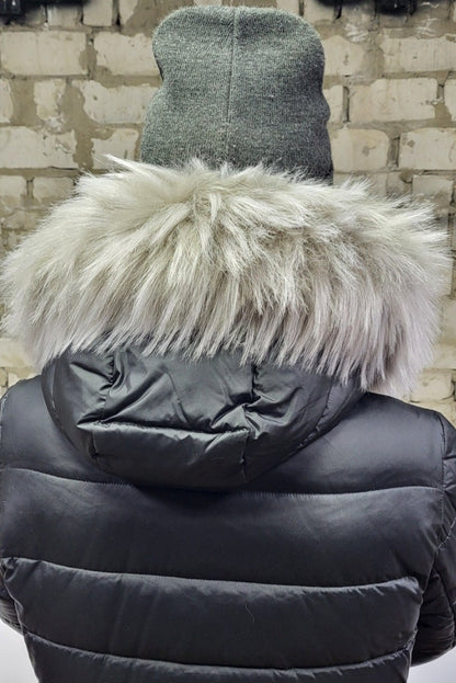 Gray Faux Raccoon Hood Trim – Dark Tips – 60–80 cm – product photo 2
