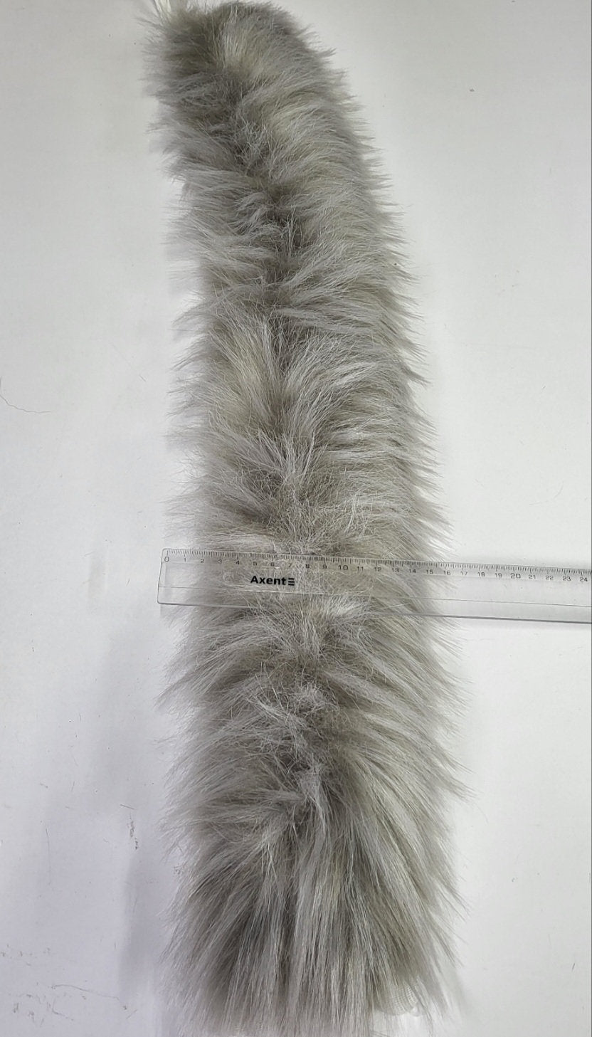 Gray Faux Raccoon Hood Trim – Dark Tips – 60–80 cm – product photo 4