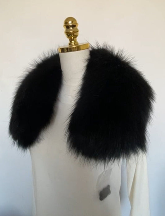 READY to SHIP XL Large Black Real Raccoon Fur Collar, Fur Trim for Hoodie, Raccoon Fur Collar, Fur Scarf, Fur Ruff, Hood , Buttons included