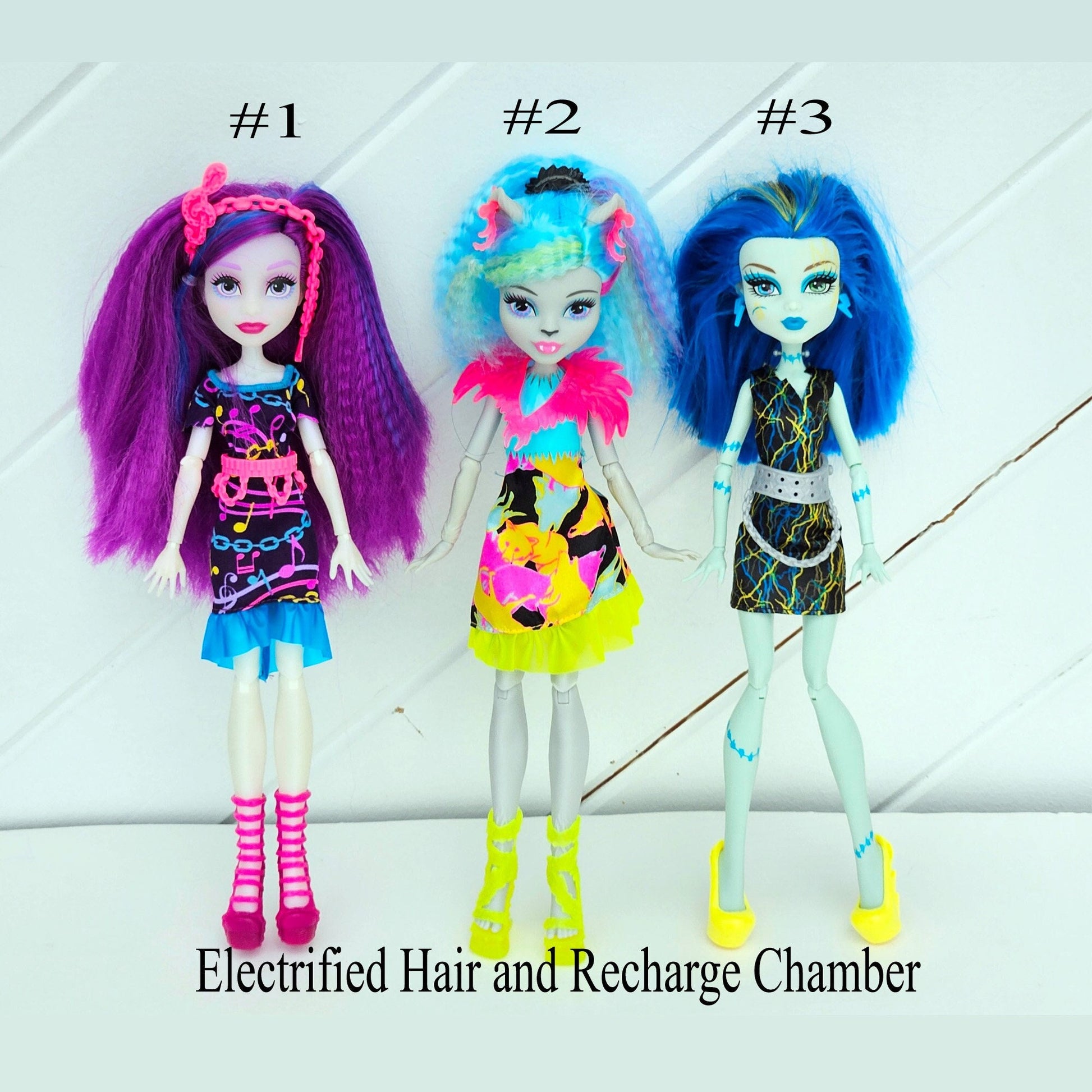 Monster High Doll for Collectors, Playing, Electrified Monstrous Hair, Hair-Rising Ghouls, Freaky Fusion, Recharge Chamber, Original Used