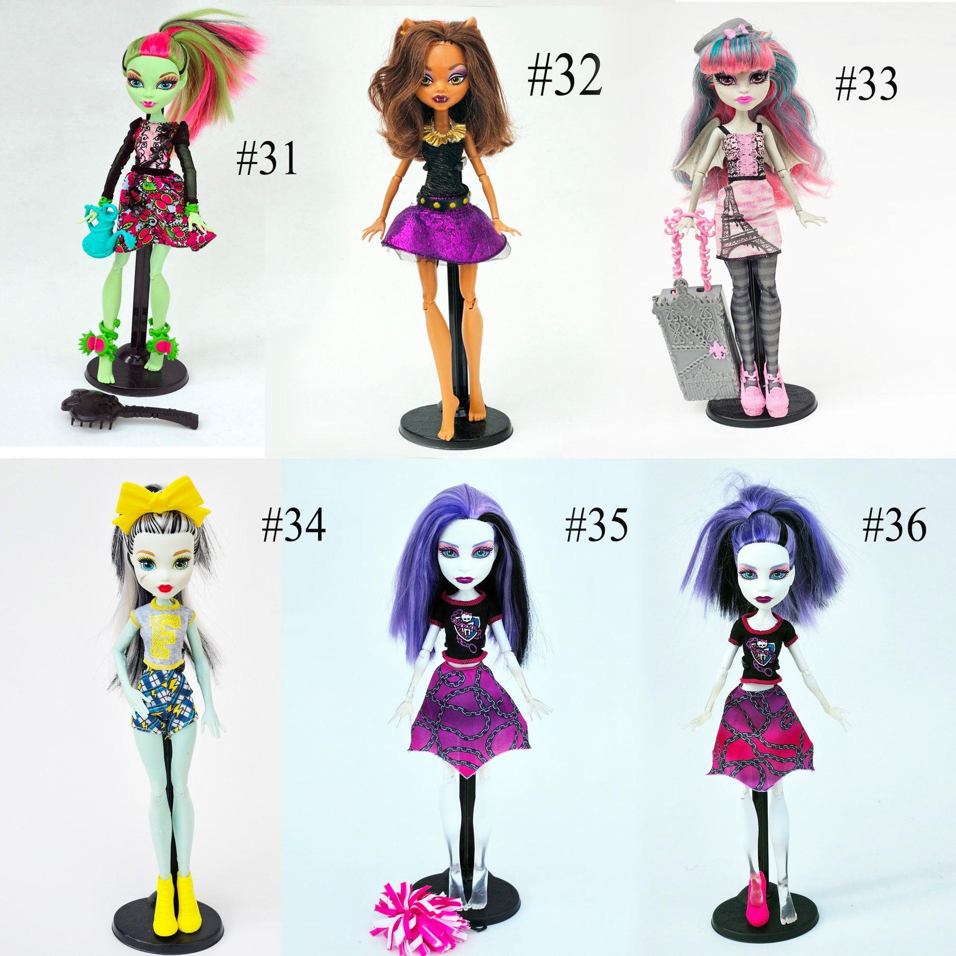 Original Monster High Dolls, Collector Lot, Playing, Dot Dead Gorgeous, Boo York, Freaky Fusion, Draculaura, Abbey, Ghoulia, Rare, Used
