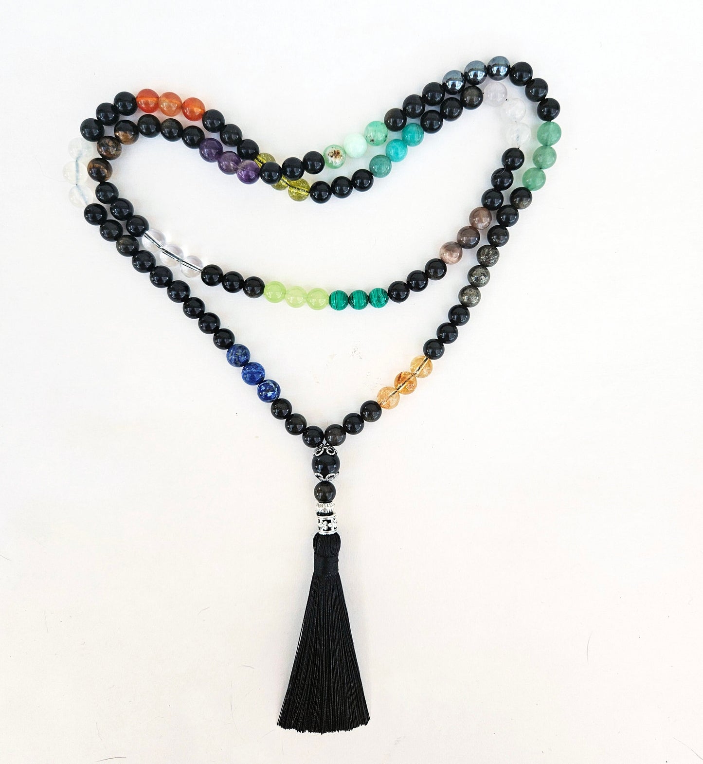 108 Mala Beads, Prayer Beads, Muslim Misbaha, Rosary, Mala Necklace, Hand Knotted Meditation Beads, Yoga Necklace, Crystal Stone Beads, 8mm