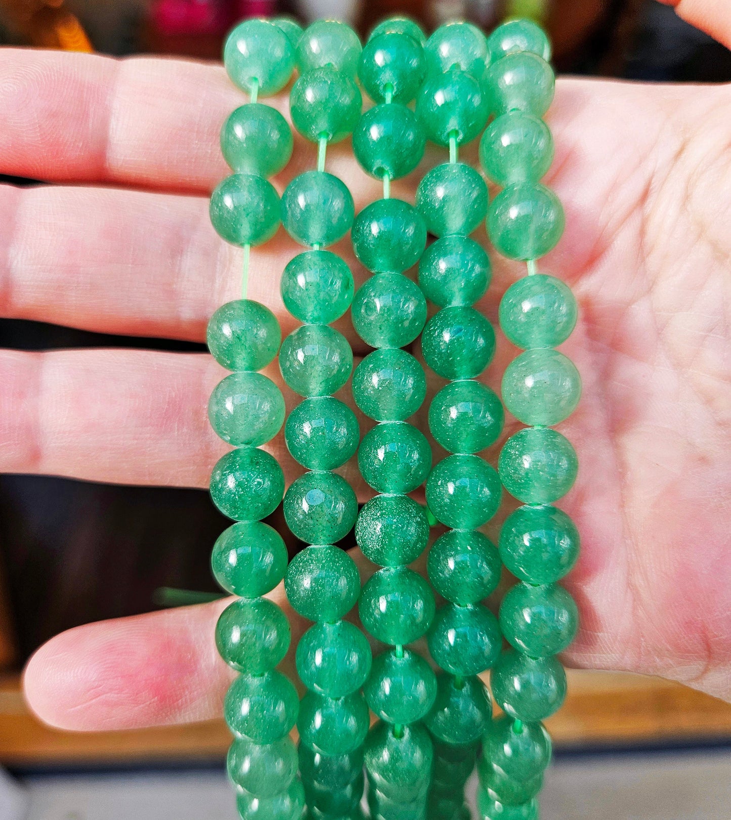 3-5 strands 100% Natural Green Aventurine Beads, Smooth Round Crystal Stone Gemstone Beads 4mm, 6mm, 8mm, 10mm, Genuine Gemstones, Wholesale