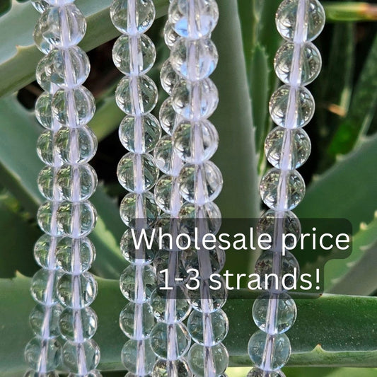 1-3 strands 100% Natural Clear Quartz Beads, Smooth Round Crystal Stone Gemstone Beads 6 mm, 8 mm, 10 mm, 12 mm, Genuine Gemstones Wholesale