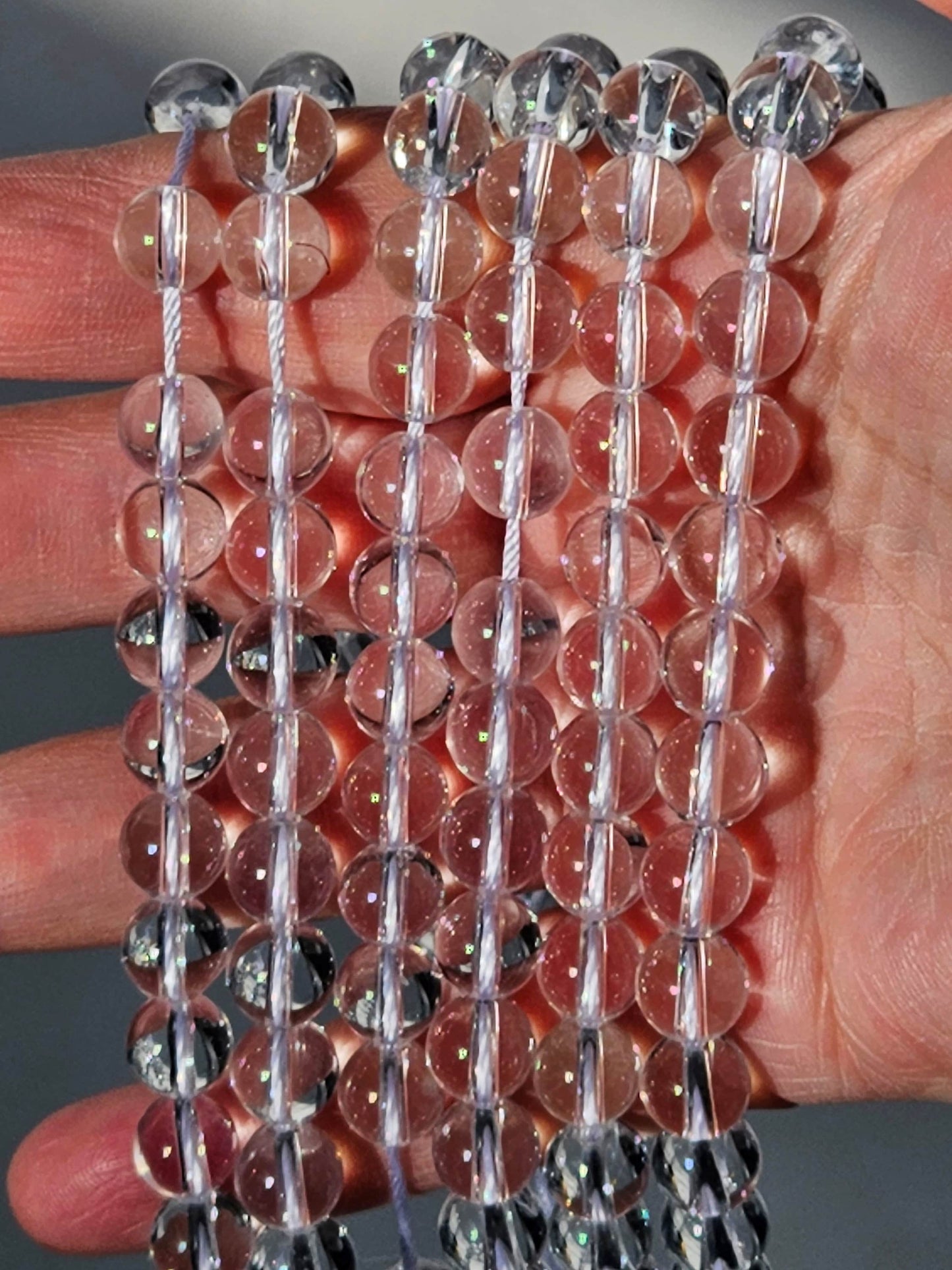 1-3 strands 100% Natural Clear Quartz Beads, Smooth Round Crystal Stone Gemstone Beads 6 mm, 8 mm, 10 mm, 12 mm, Genuine Gemstones Wholesale