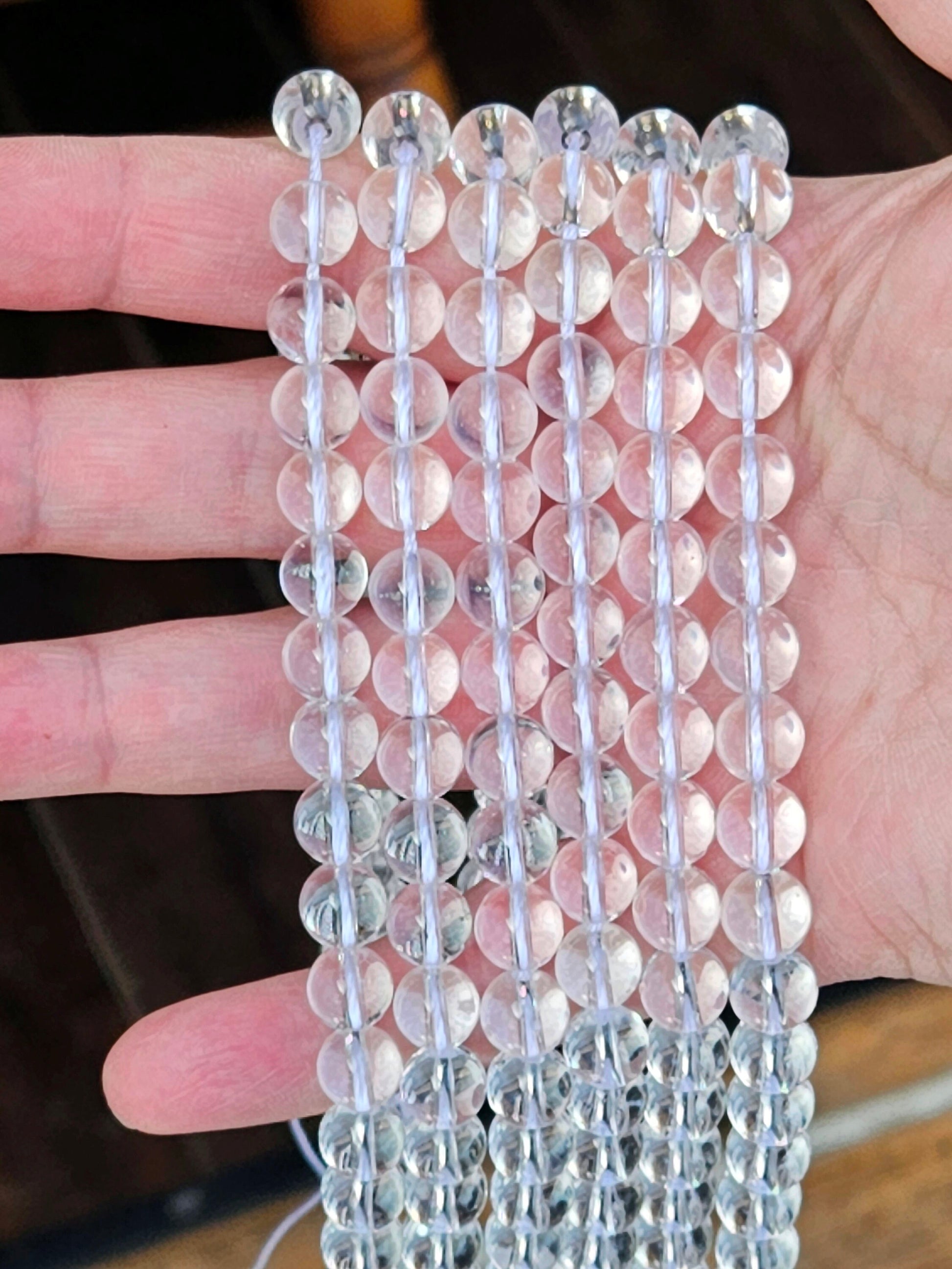 1-3 strands 100% Natural Clear Quartz Beads, Smooth Round Crystal Stone Gemstone Beads 6 mm, 8 mm, 10 mm, 12 mm, Genuine Gemstones Wholesale
