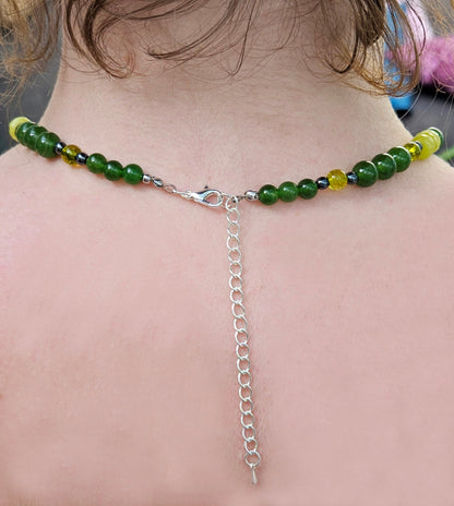 Rose Quartz Necklace and Bracelet Set, Green Jade Jewelry Set, Gemstone Jewelry Gift for Her, Matching Necklace Bracelet, Handmade in Canada
