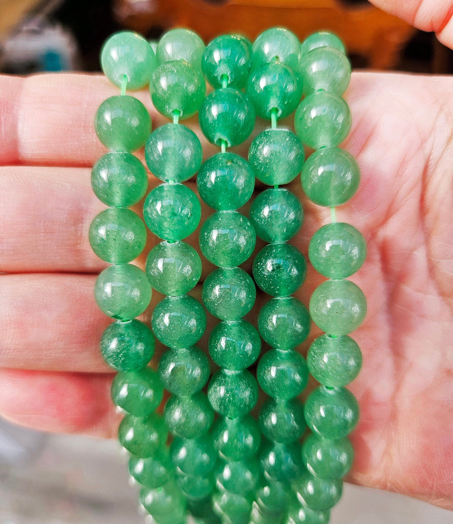 3-5 strands 100% Natural Green Aventurine Beads, Smooth Round Crystal Stone Gemstone Beads 4mm, 6mm, 8mm, 10mm, Genuine Gemstones, Wholesale