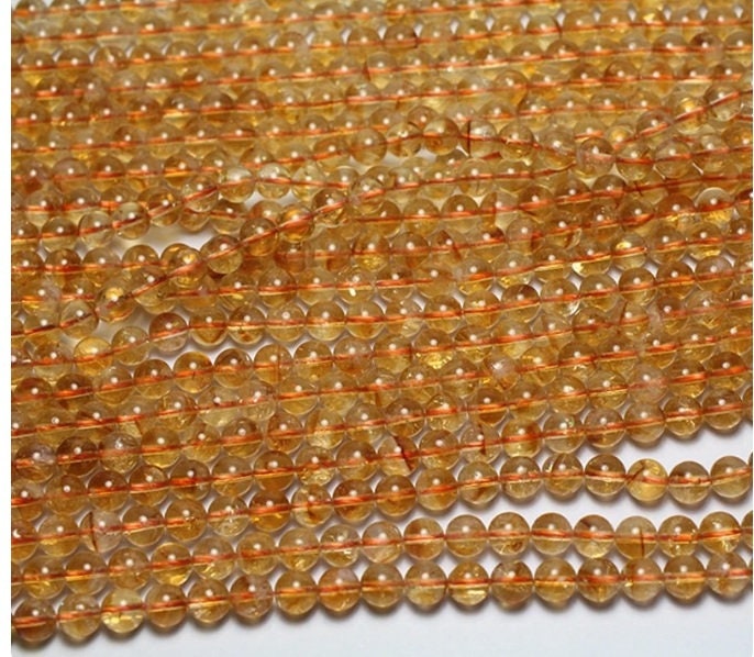 100% Natural Yellow Citrine Beads, Smooth Round Polished Crystal Stone Gemstone Loose Beads 6mm, 8mm, Genuine Gemstones, High Quality