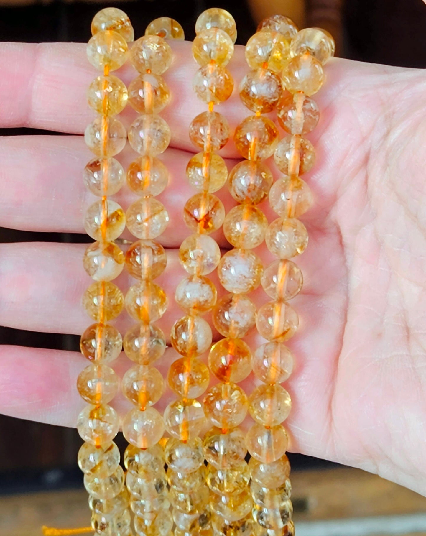 100% Natural Yellow Citrine Beads, Smooth Round Polished Crystal Stone Gemstone Loose Beads 6mm, 8mm, Genuine Gemstones, High Quality