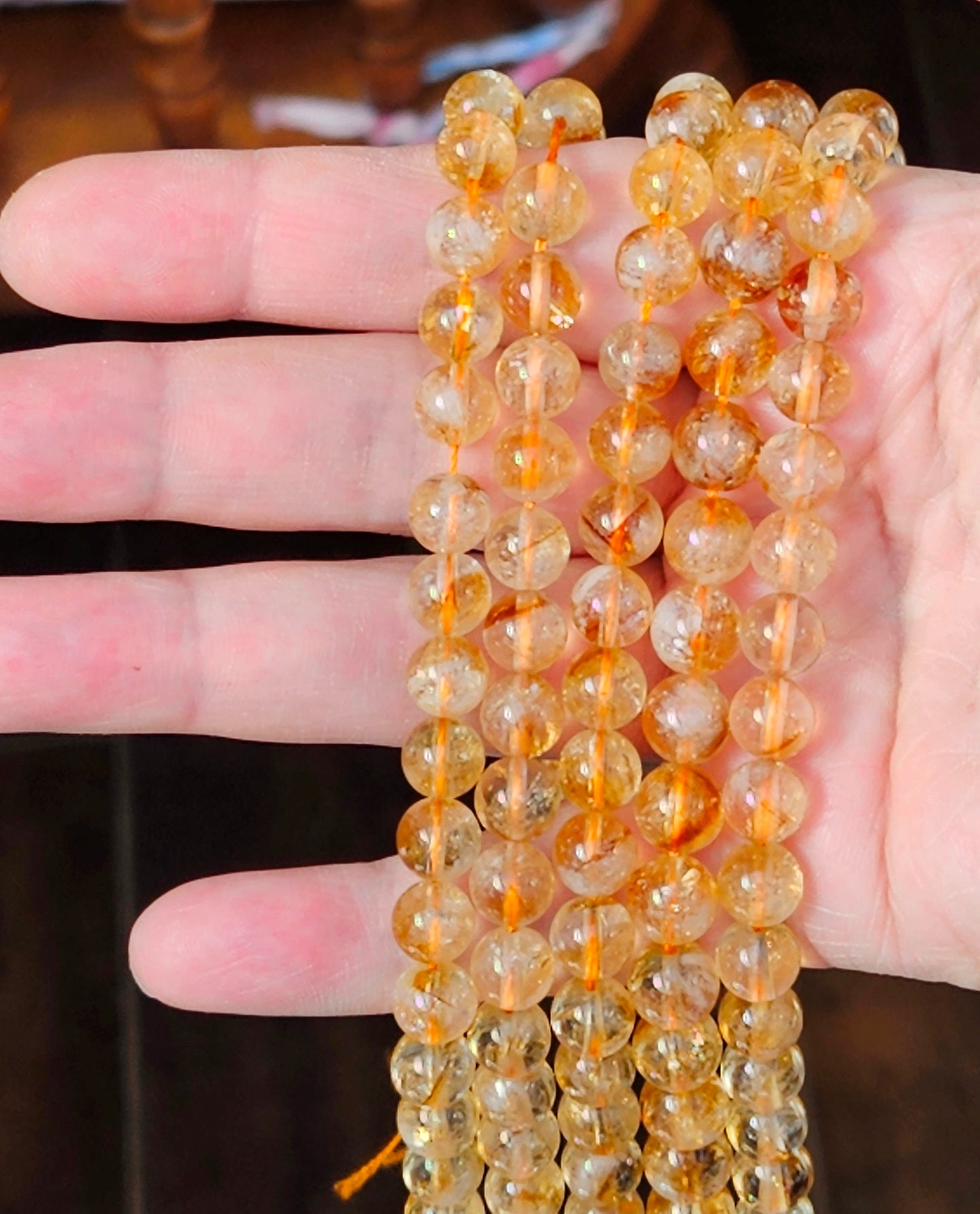 100% Natural Yellow Citrine Beads, Smooth Round Polished Crystal Stone Gemstone Loose Beads 6mm, 8mm, Genuine Gemstones, High Quality