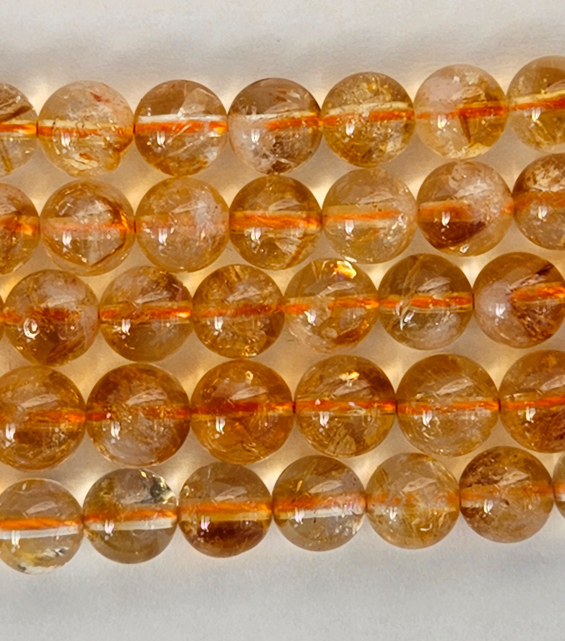 100% Natural Yellow Citrine Beads, Smooth Round Polished Crystal Stone Gemstone Loose Beads 6mm, 8mm, Genuine Gemstones, High Quality