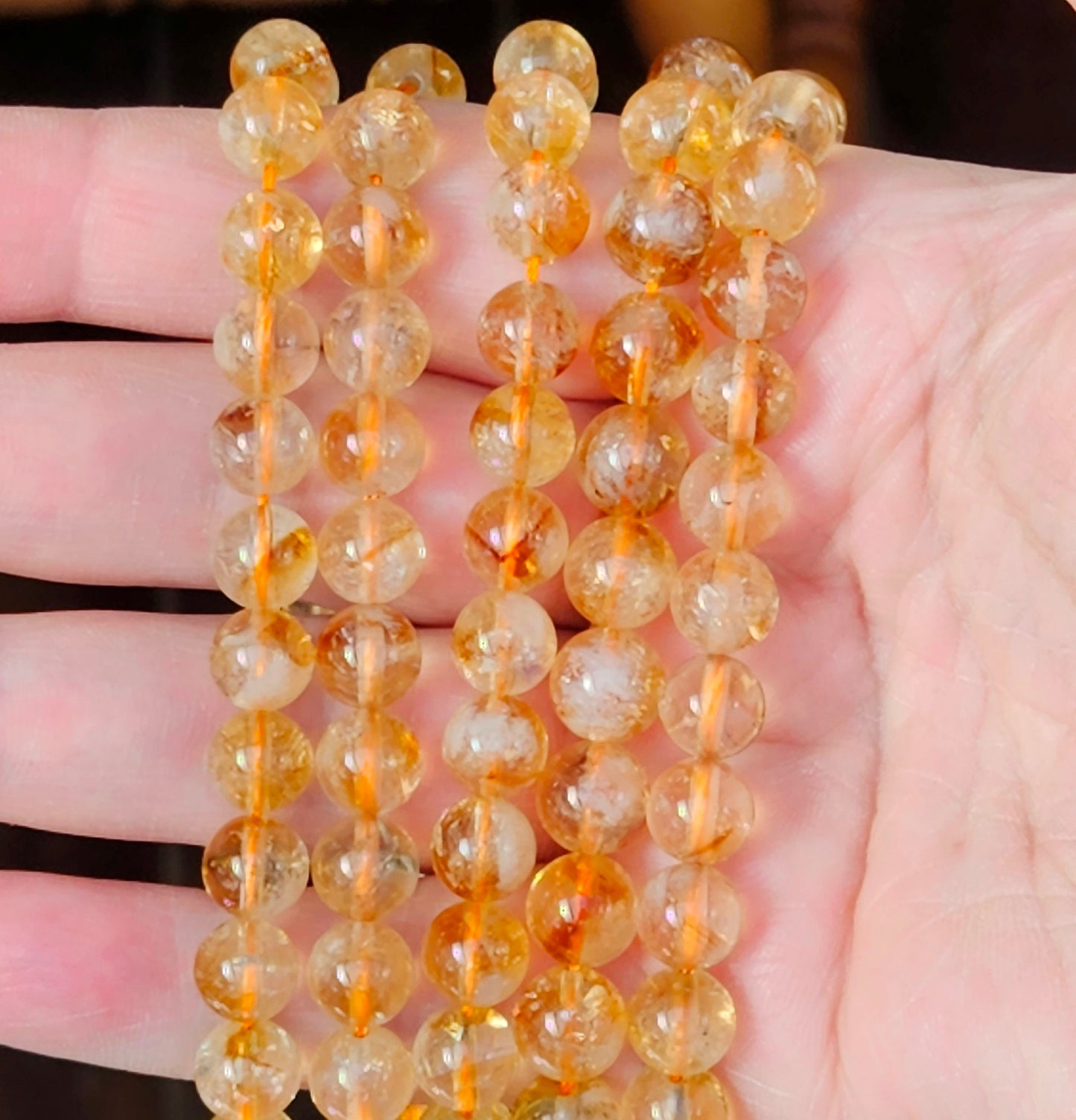 100% Natural Yellow Citrine Beads, Smooth Round Polished Crystal Stone Gemstone Loose Beads 6mm, 8mm, Genuine Gemstones, High Quality