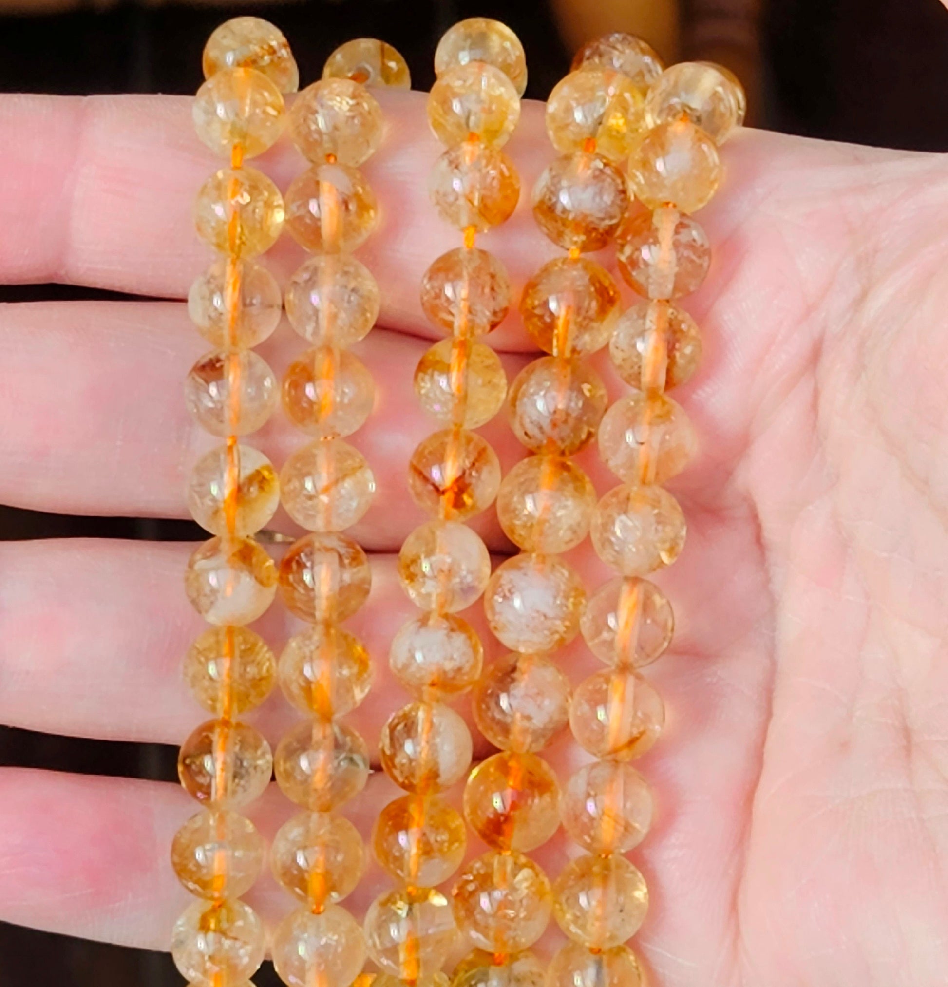 100% Natural Yellow Citrine Beads, Smooth Round Polished Crystal Stone Gemstone Loose Beads 6mm, 8mm, Genuine Gemstones, High Quality