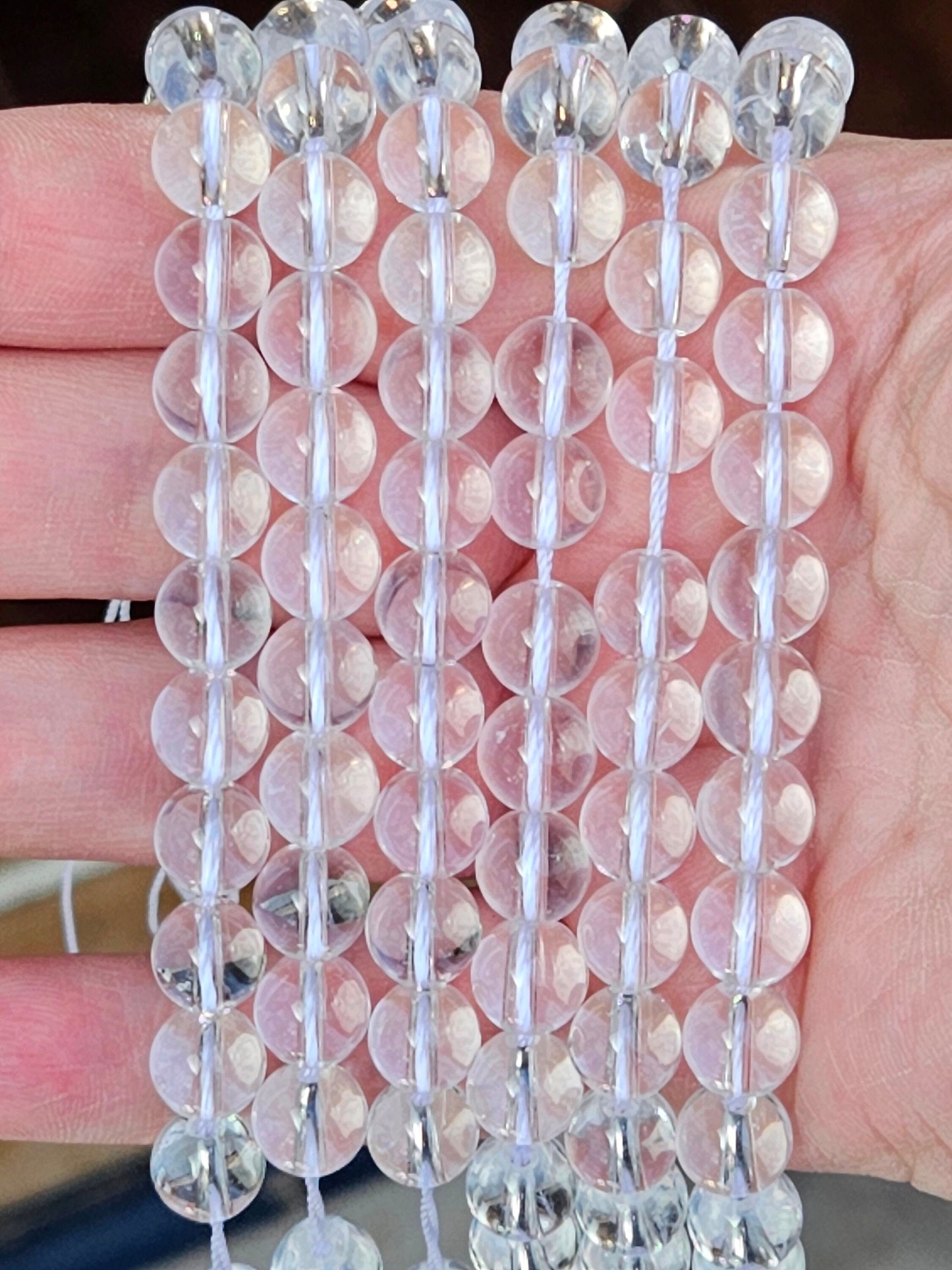1-3 strands 100% Natural Clear Quartz Beads, Smooth Round Crystal Stone Gemstone Beads 6 mm, 8 mm, 10 mm, 12 mm, Genuine Gemstones Wholesale