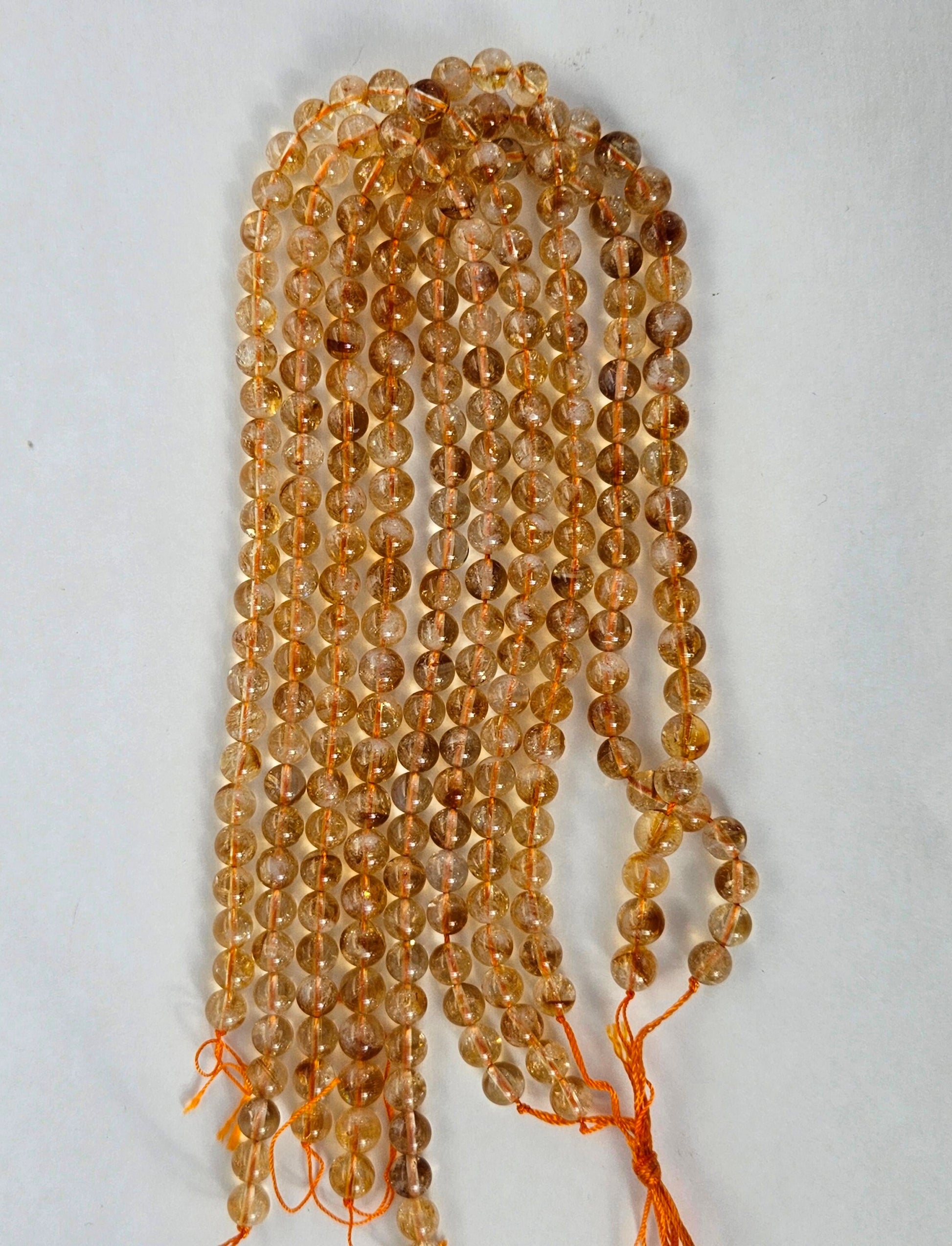 100% Natural Yellow Citrine Beads, Smooth Round Polished Crystal Stone Gemstone Loose Beads 6mm, 8mm, Genuine Gemstones, High Quality