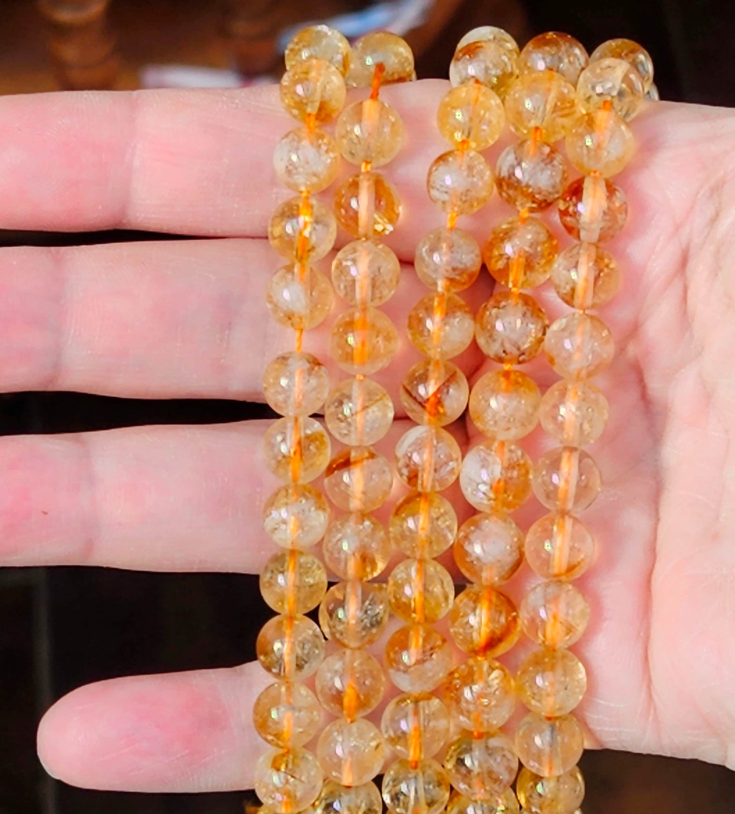 100% Natural Yellow Citrine Beads, Smooth Round Polished Crystal Stone Gemstone Loose Beads 6mm, 8mm, Genuine Gemstones, High Quality