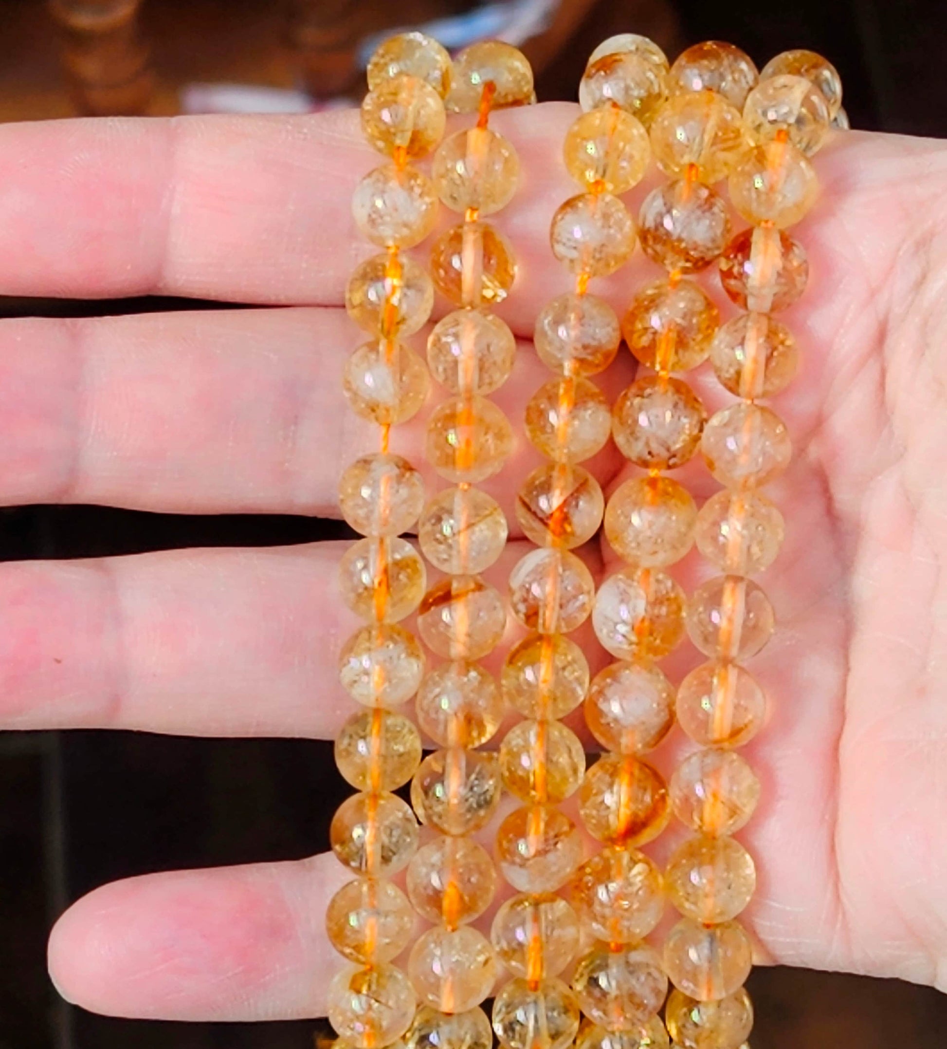 100% Natural Yellow Citrine Beads, Smooth Round Polished Crystal Stone Gemstone Loose Beads 6mm, 8mm, Genuine Gemstones, High Quality