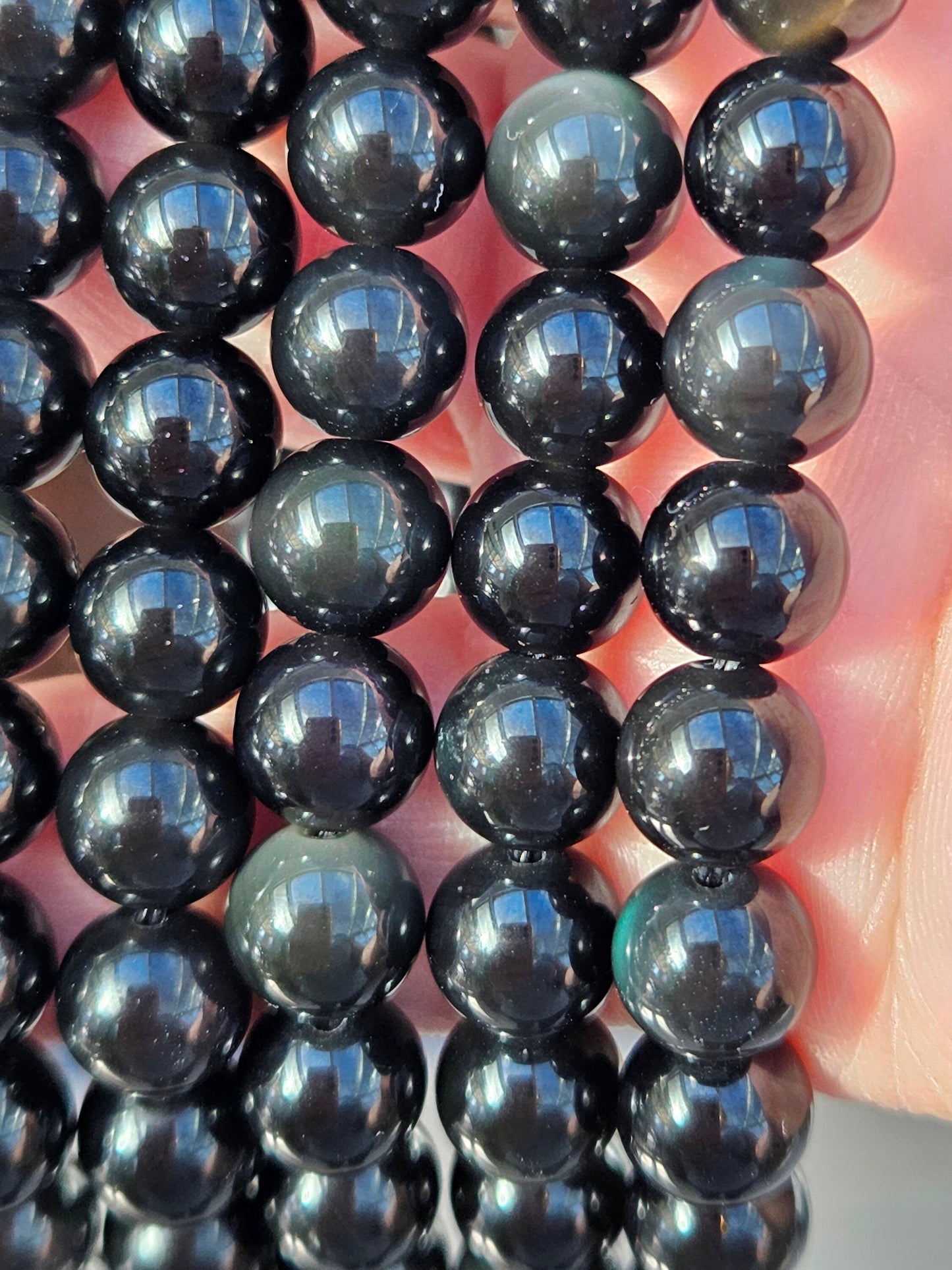 1-3 strands 100% Natural Obsidian Beads, Smooth Round Crystal Stone Gemstone Beads 6 mm, 8 mm, 10 mm, 12 mm, 14 mm, Genuine Gemstones