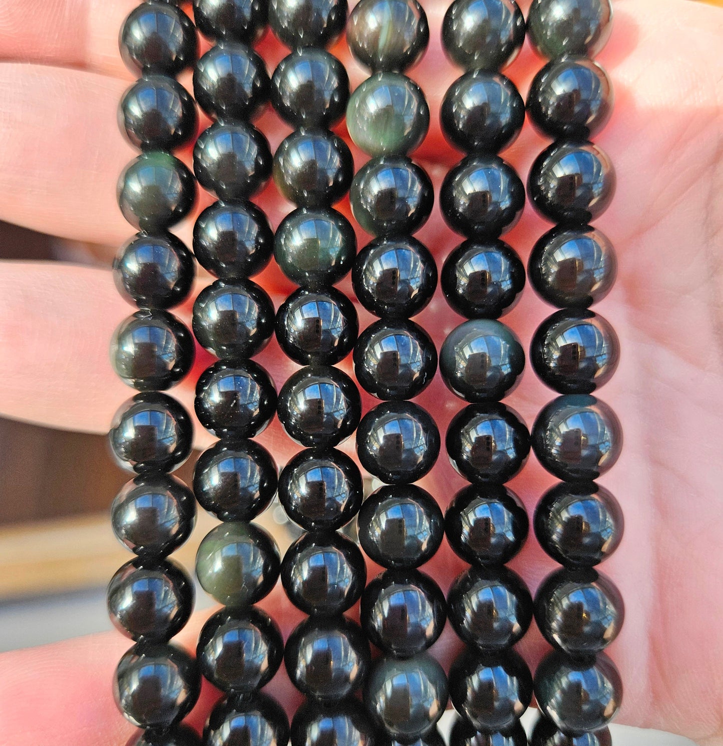 1-3 strands 100% Natural Obsidian Beads, Smooth Round Crystal Stone Gemstone Beads 6 mm, 8 mm, 10 mm, 12 mm, 14 mm, Genuine Gemstones