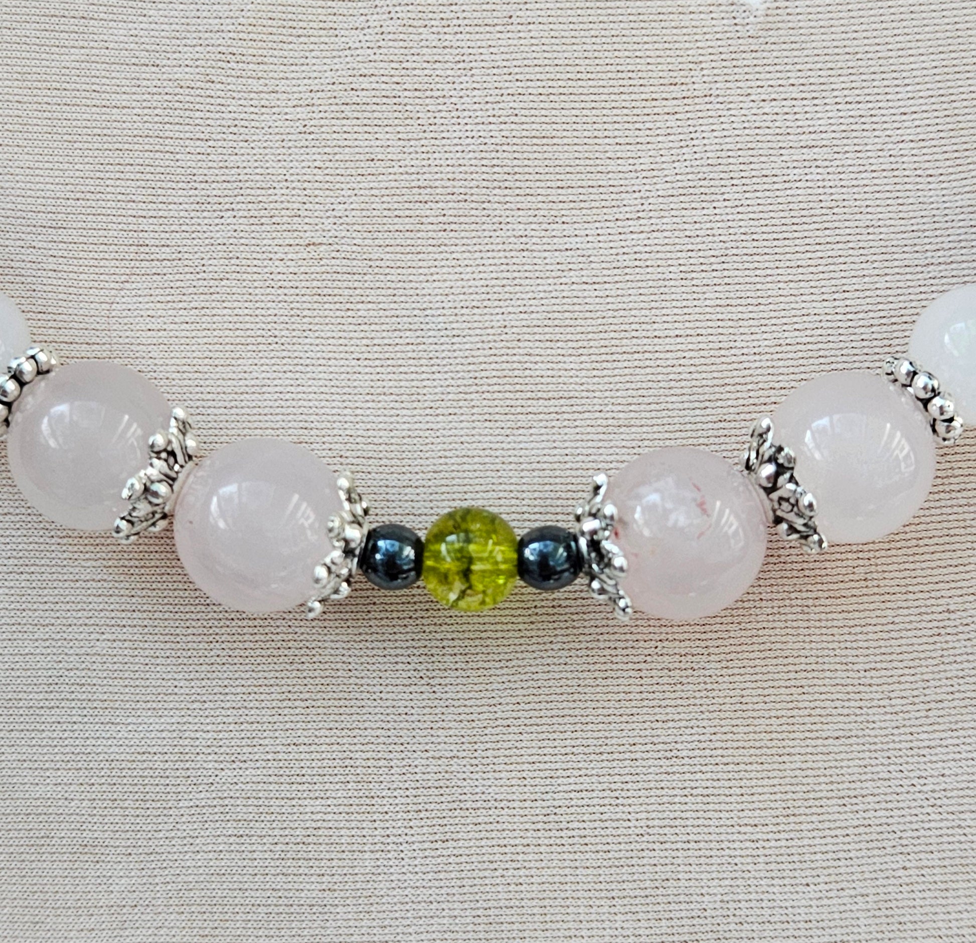 Rose Quartz Necklace and Bracelet Set, Green Jade Jewelry Set, Gemstone Jewelry Gift for Her, Matching Necklace Bracelet, Handmade in Canada