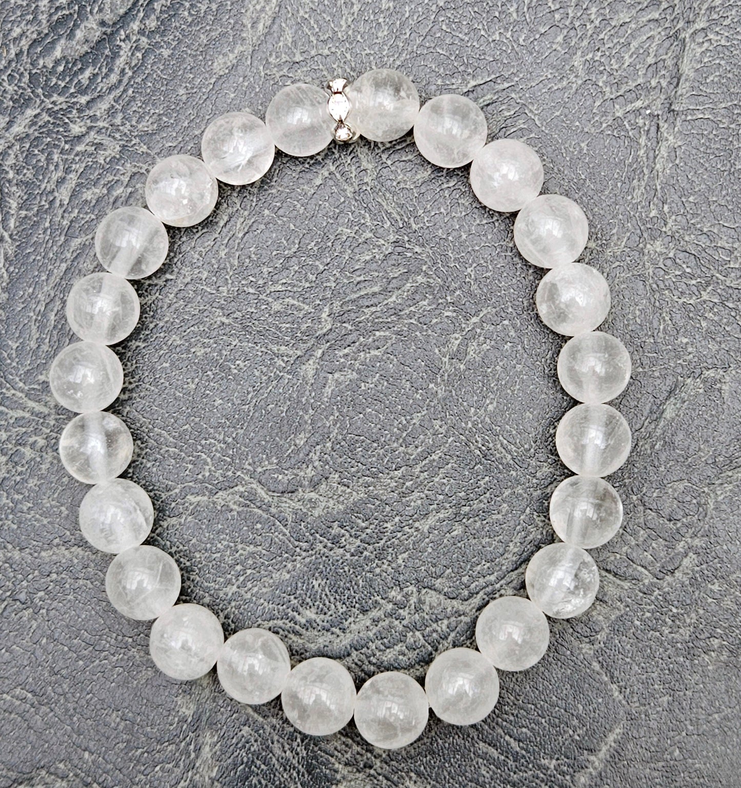 100% Angola Quartz BRACELET, White Bracelet, Crystal Gemstone Bracelet, Stretch Beaded Bracelet, Mineral Stones, Genuine Gemstones, White