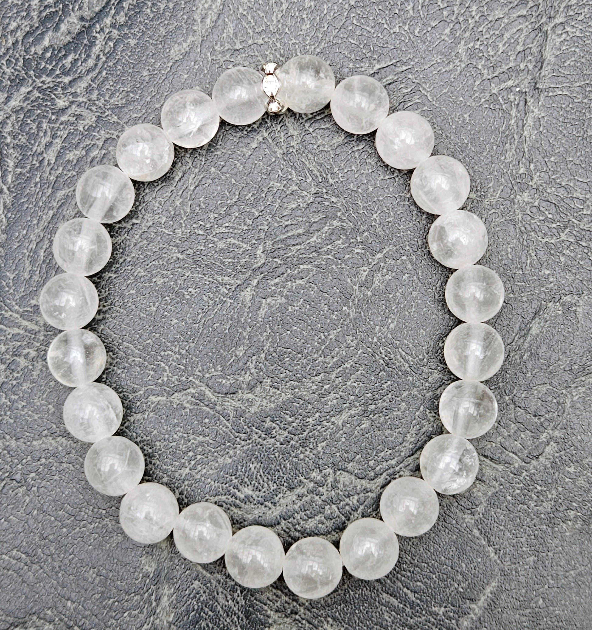 100% Angola Quartz BRACELET, White Bracelet, Crystal Gemstone Bracelet, Stretch Beaded Bracelet, Mineral Stones, Genuine Gemstones, White
