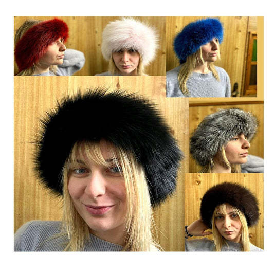 Women Real Fox Fur Headband, Real Fur Hairband, Fox Fur Ear warmers, Fluffy Fur Hairband, Warm Soft Ski Headband, Women Winter Hat