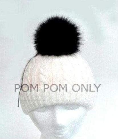 Black Fox Fur Pom Pom: Super Soft, Shiny, 4" Diameter