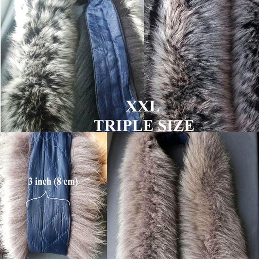 real fox fur hood trim made from fox tail fur – Triple – view 1
