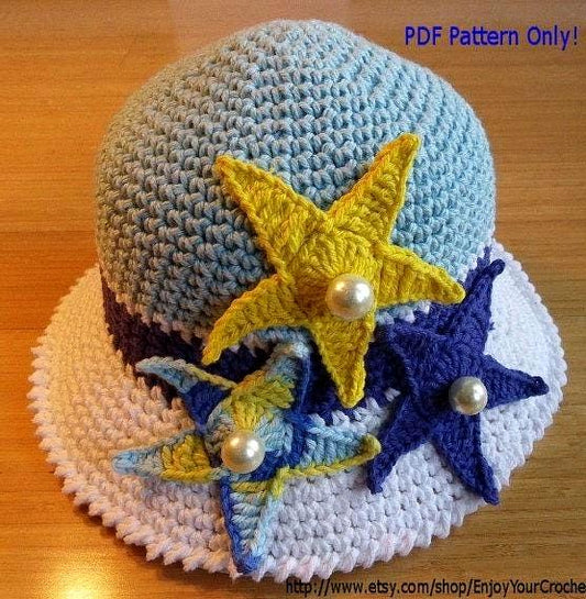 SUMMER HAT Pattern, Crochet Hat Pattern, Crochet Hat, Hat Pattern, Child Pattern, Summer Crochet Hat, Hat with brim, Sun Hat, Girl, Children
